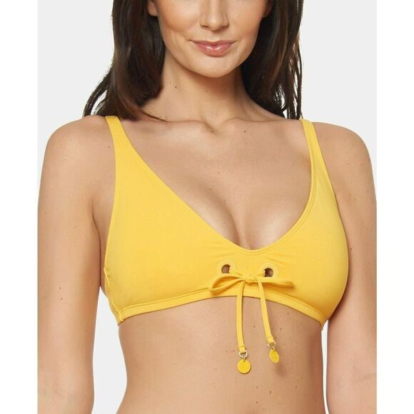 Bleu by Rod Beattie Women's Sz 10 Sunset Yellow Tie-Front Bikini Top $79 - Picture 1 of 7